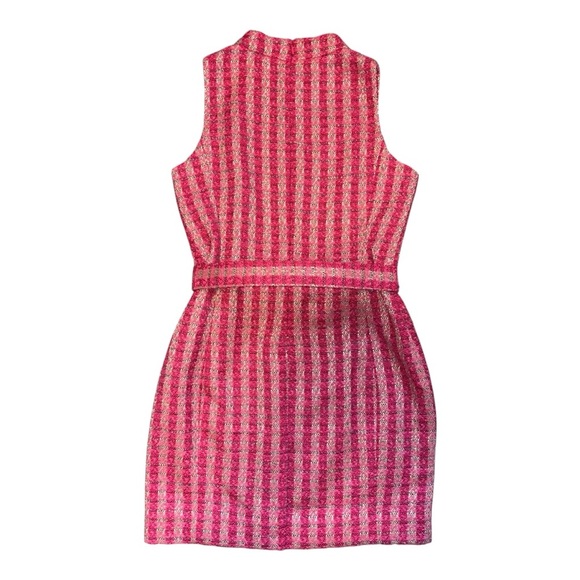 J.Crew | NWT Pink Metallic Tweed Belted Mini Dress | Size 10 Petite (10P) - Picture 2 of 12
